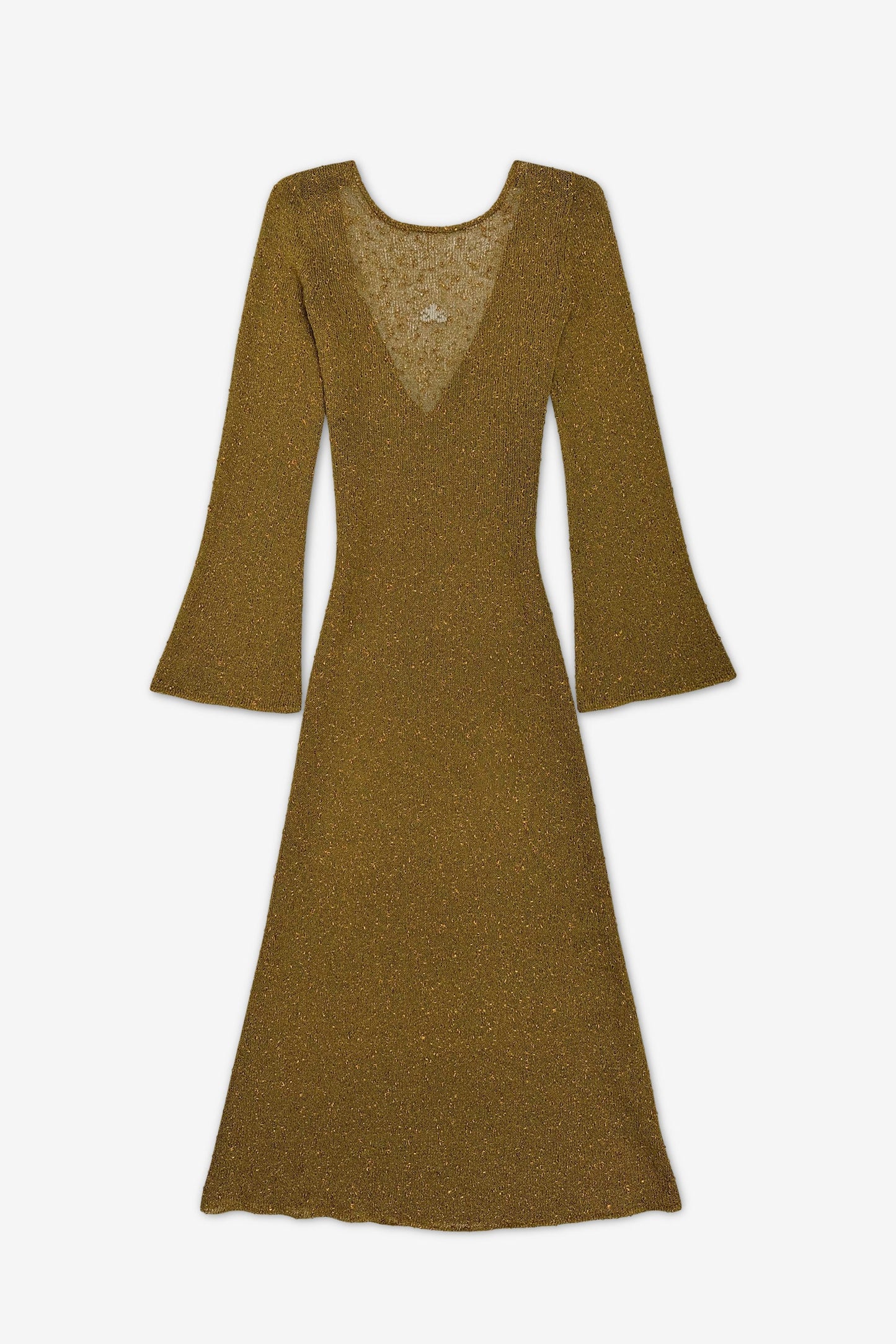 "Muse" semi-sheer long dress | dark gold