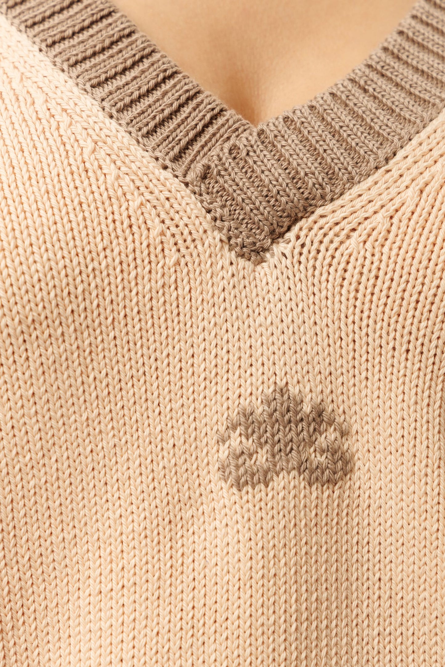 Reversible cotton sweater | peach and camel