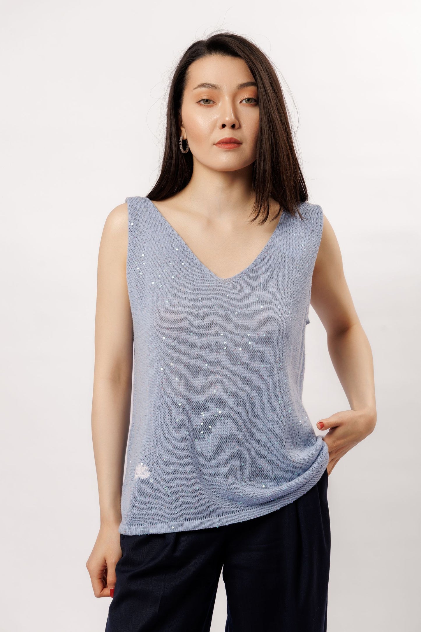 Top "Shine" V-neck | blue