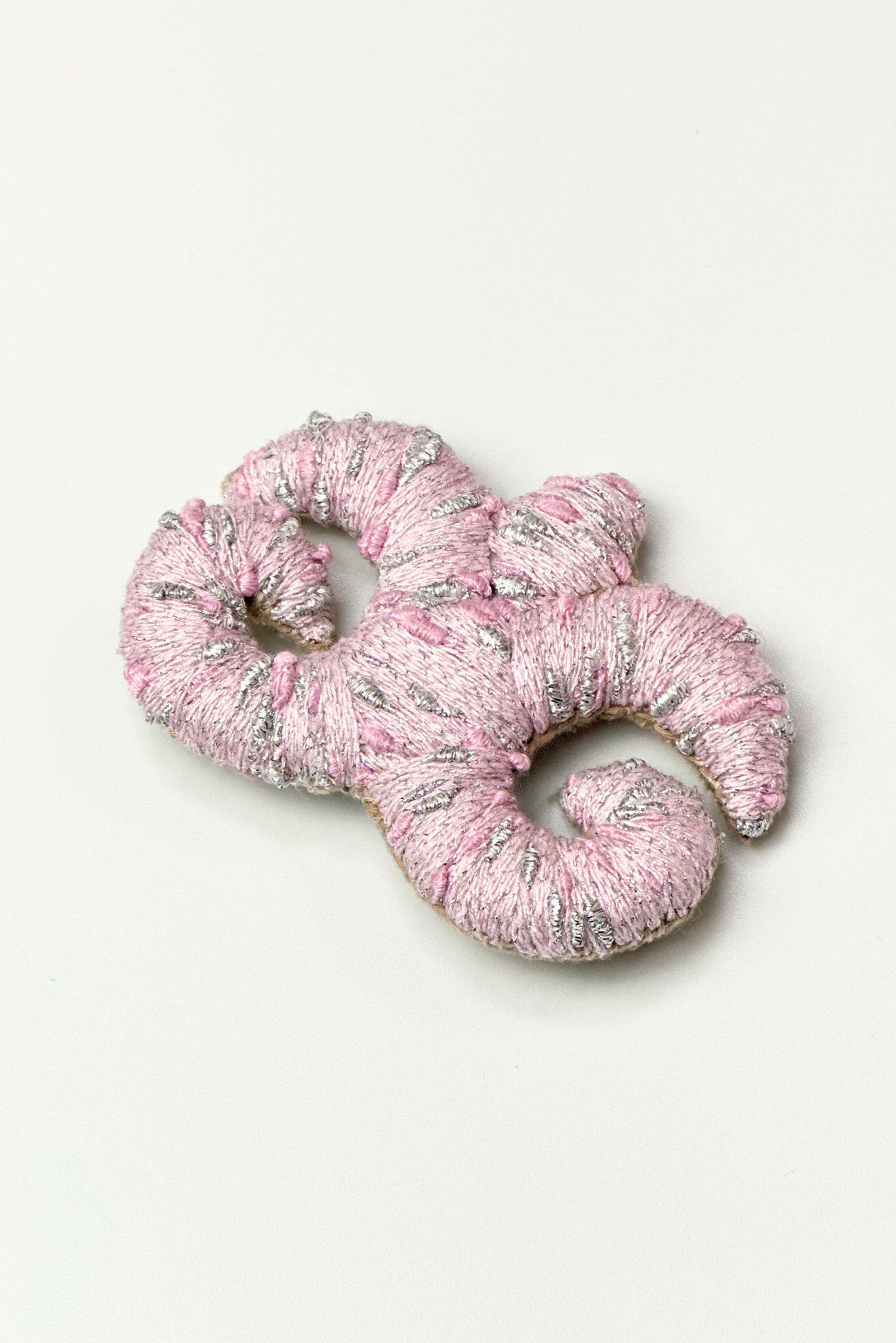 "Accel Erlanovna" Brooch | pink with silver lurex