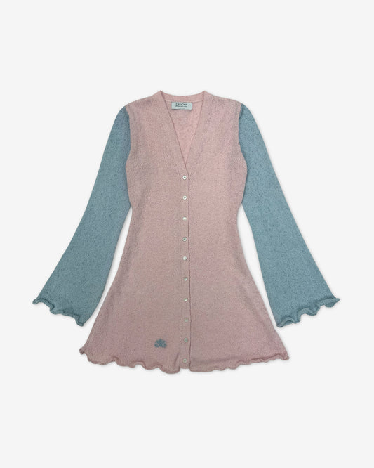 платье мини "Elsa" | розовое с голубыми рукавами