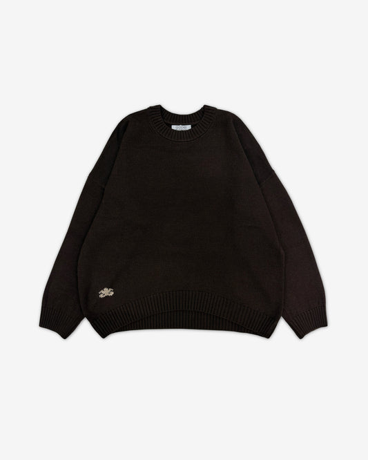 Свитер "Арка" со спущенным плечом круглый ворот | горький шоколад