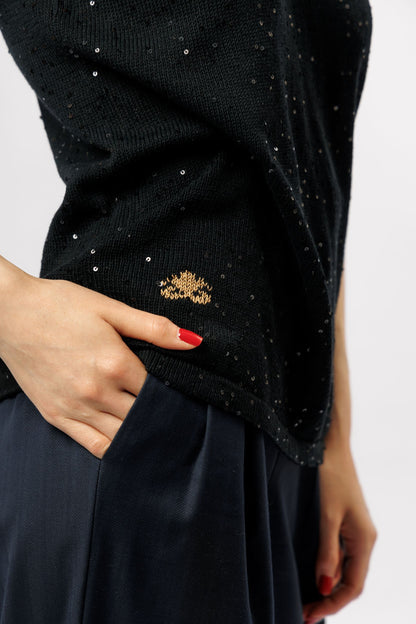 Top "Shine" V-neck | black