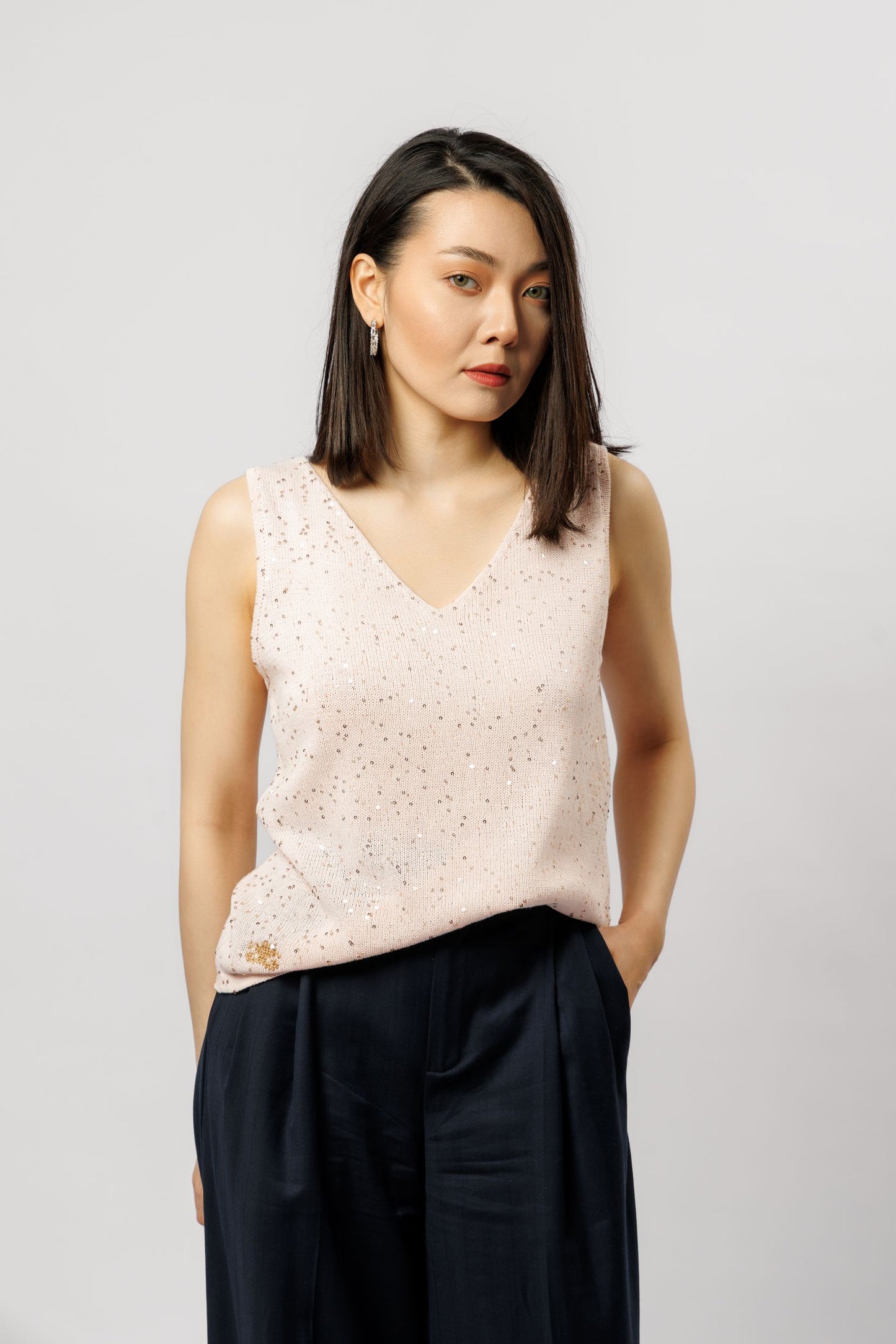 Top "Shine" V-neck | pink