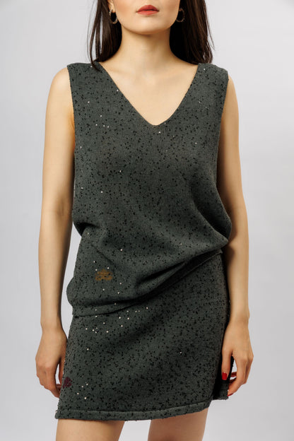 Top "Shine" V-neck | graphite