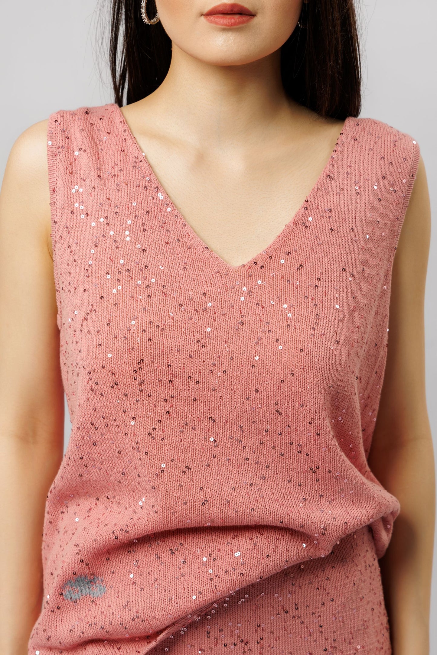 Top "Shine" V-neck | dusty rose
