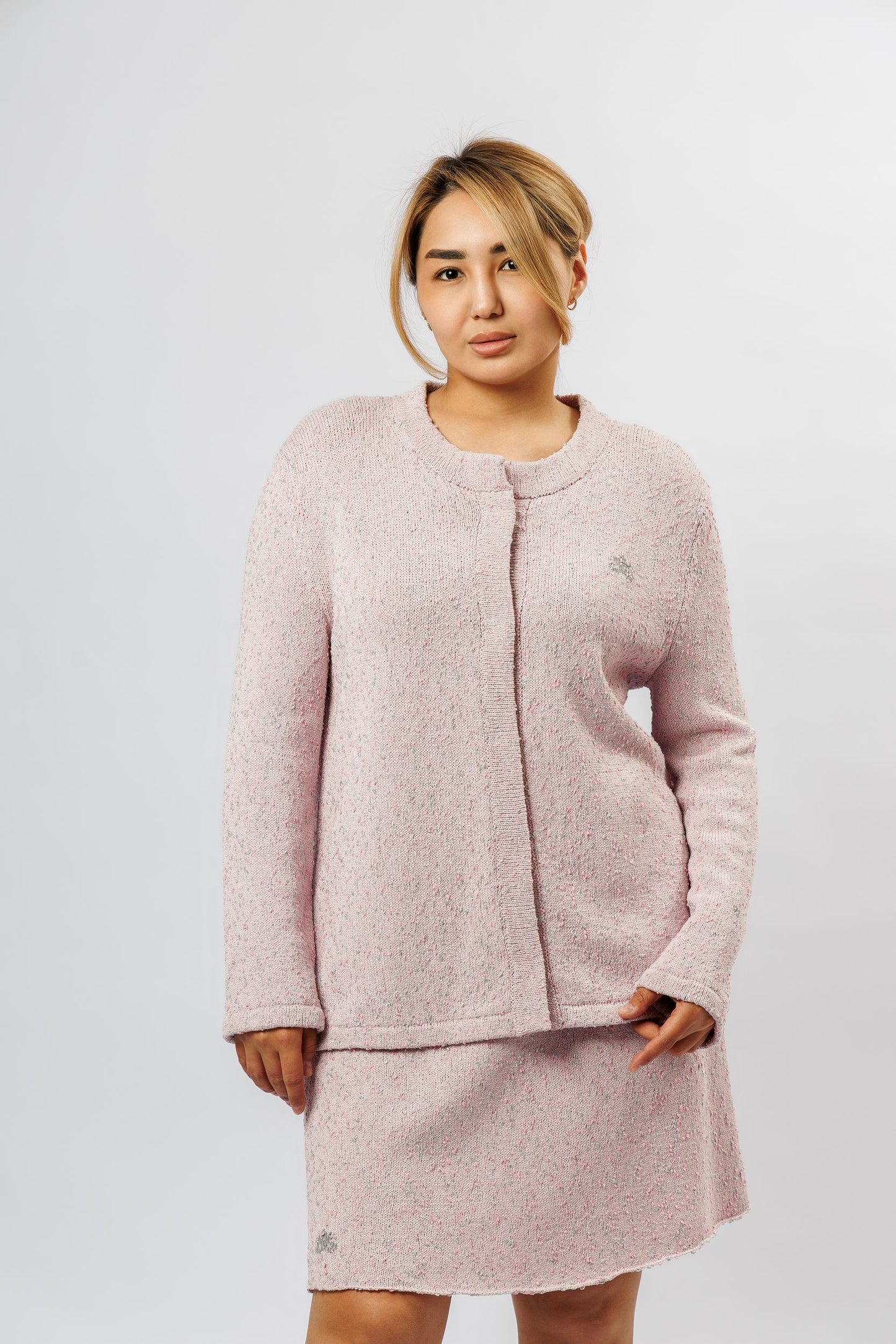 Cardigan & mini skirt set | pink