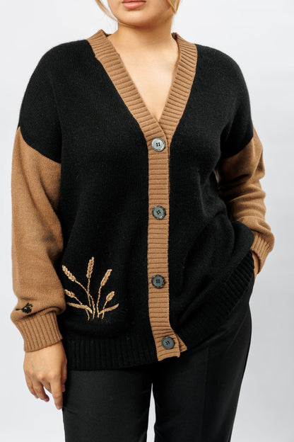 "Golden" Cardigan | black and brown