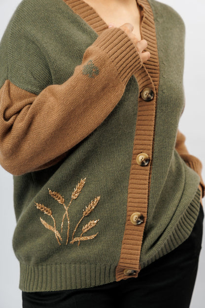 "Golden" Cardigan | khaki and brown