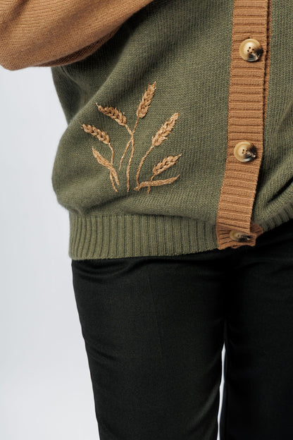 "Golden" Cardigan | khaki and brown