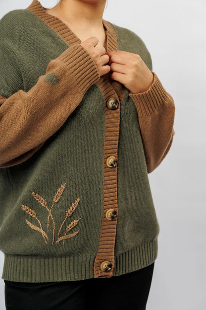 "Golden" Cardigan | khaki and brown