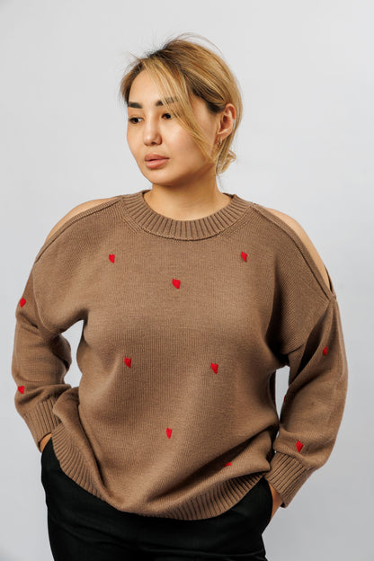 "Amore" sweater | caramel brown