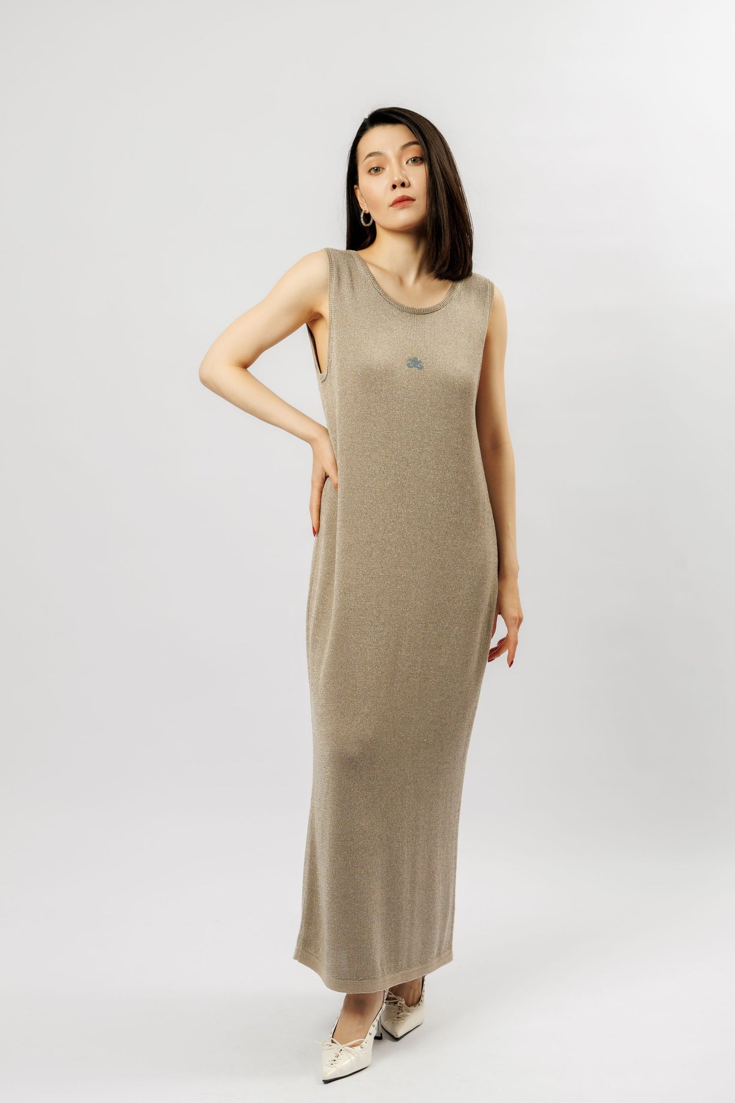 "Shine" dress | dark beige