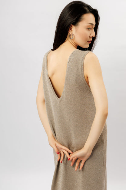 "Shine" dress | dark beige