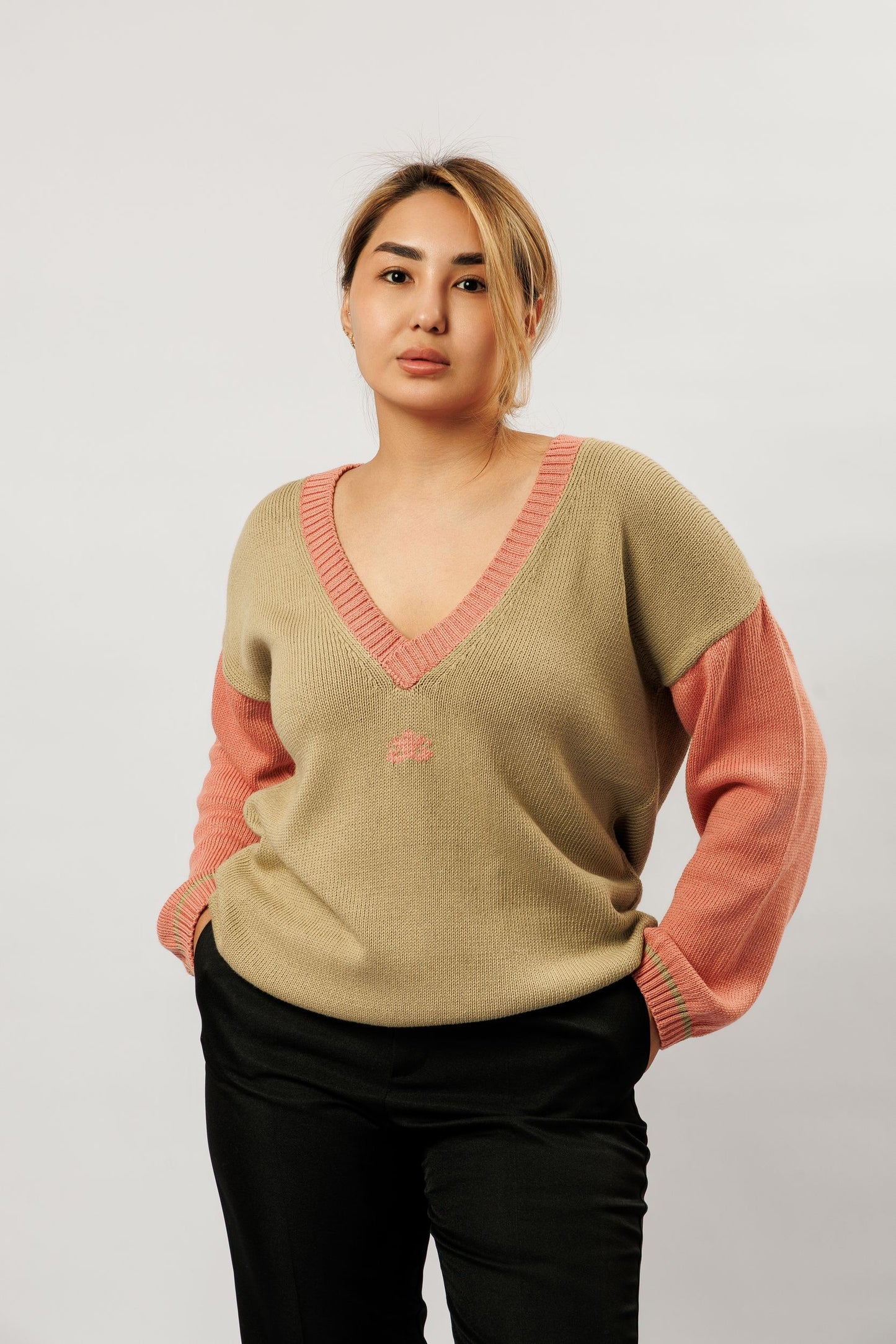 Reversible cotton sweater | olive