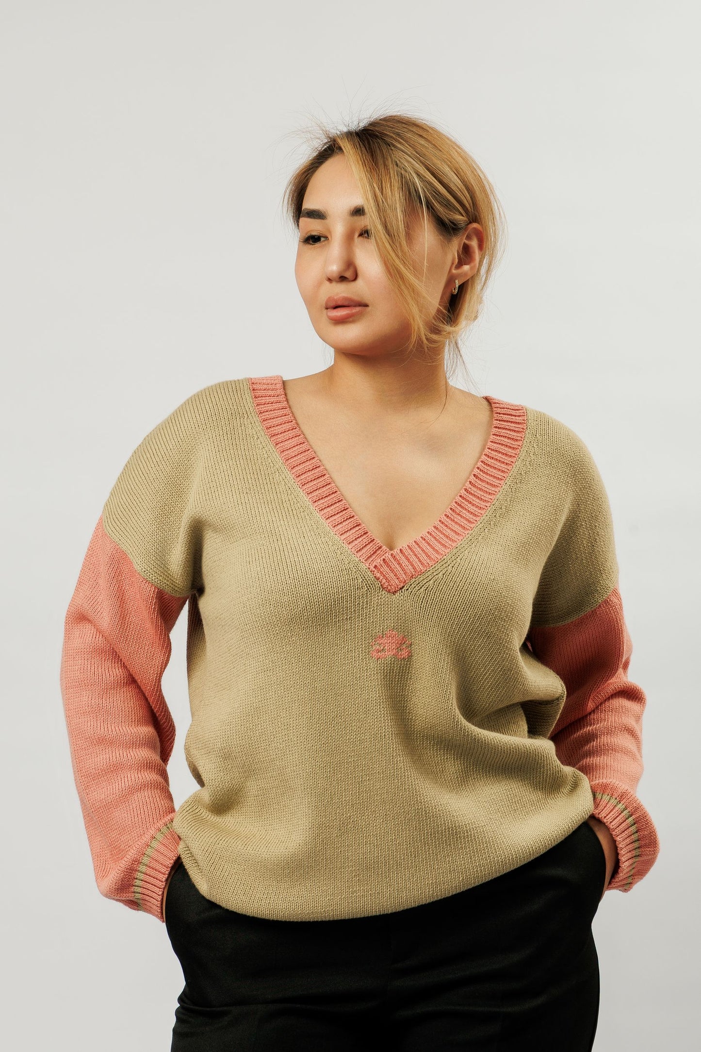 Reversible cotton sweater | olive