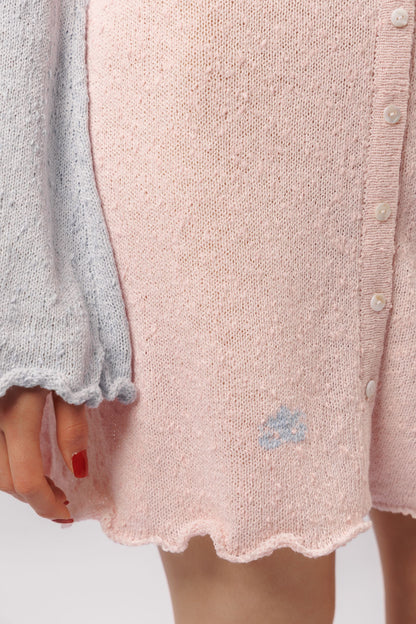 Mini dress "Elsa" |  pink with blue sleeves