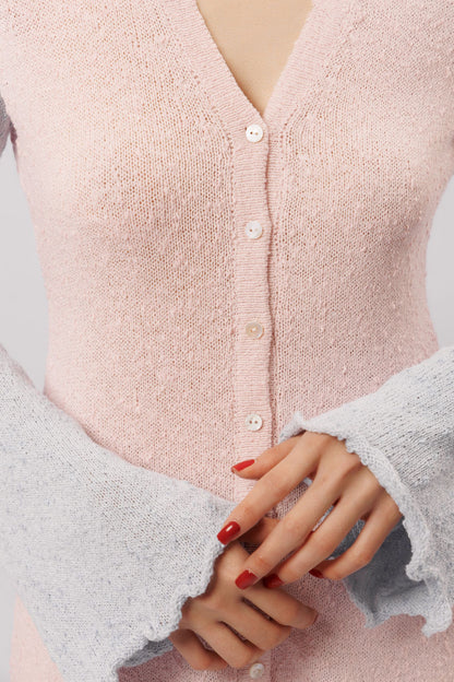 Mini dress "Elsa" |  pink with blue sleeves