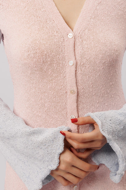 Mini dress "Elsa" |  pink with blue sleeves