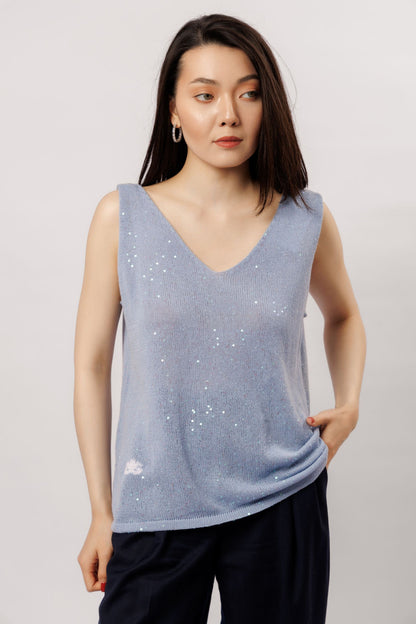Top "Shine" V-neck | blue