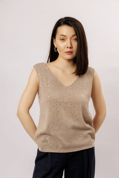 Top "Shine" V-neck | coffee with milk