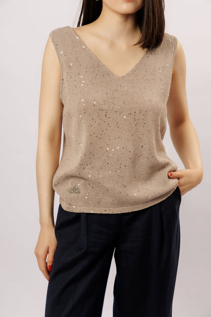 Top "Shine" V-neck | coffee with milk
