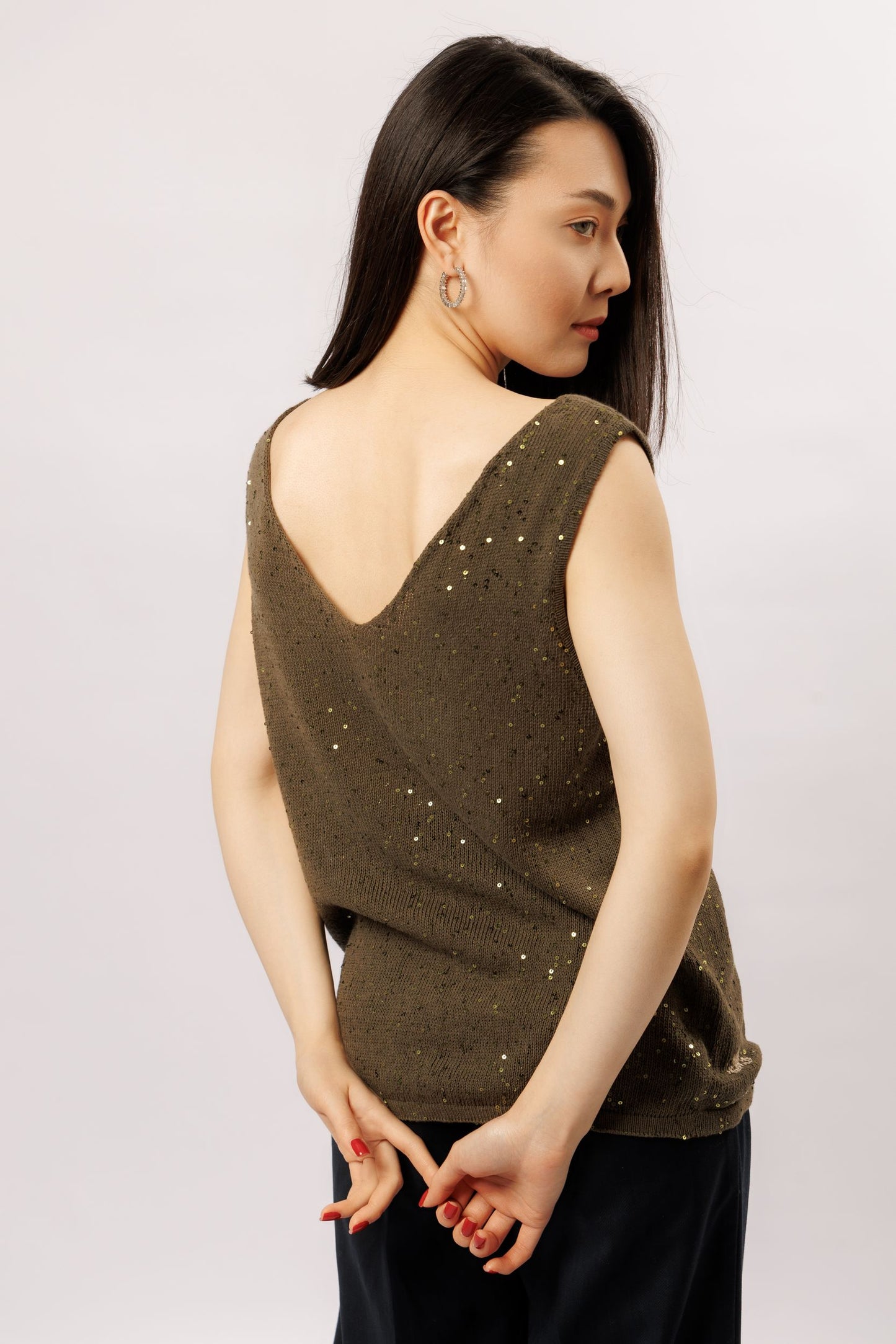 Top "Shine" V-neck | olive