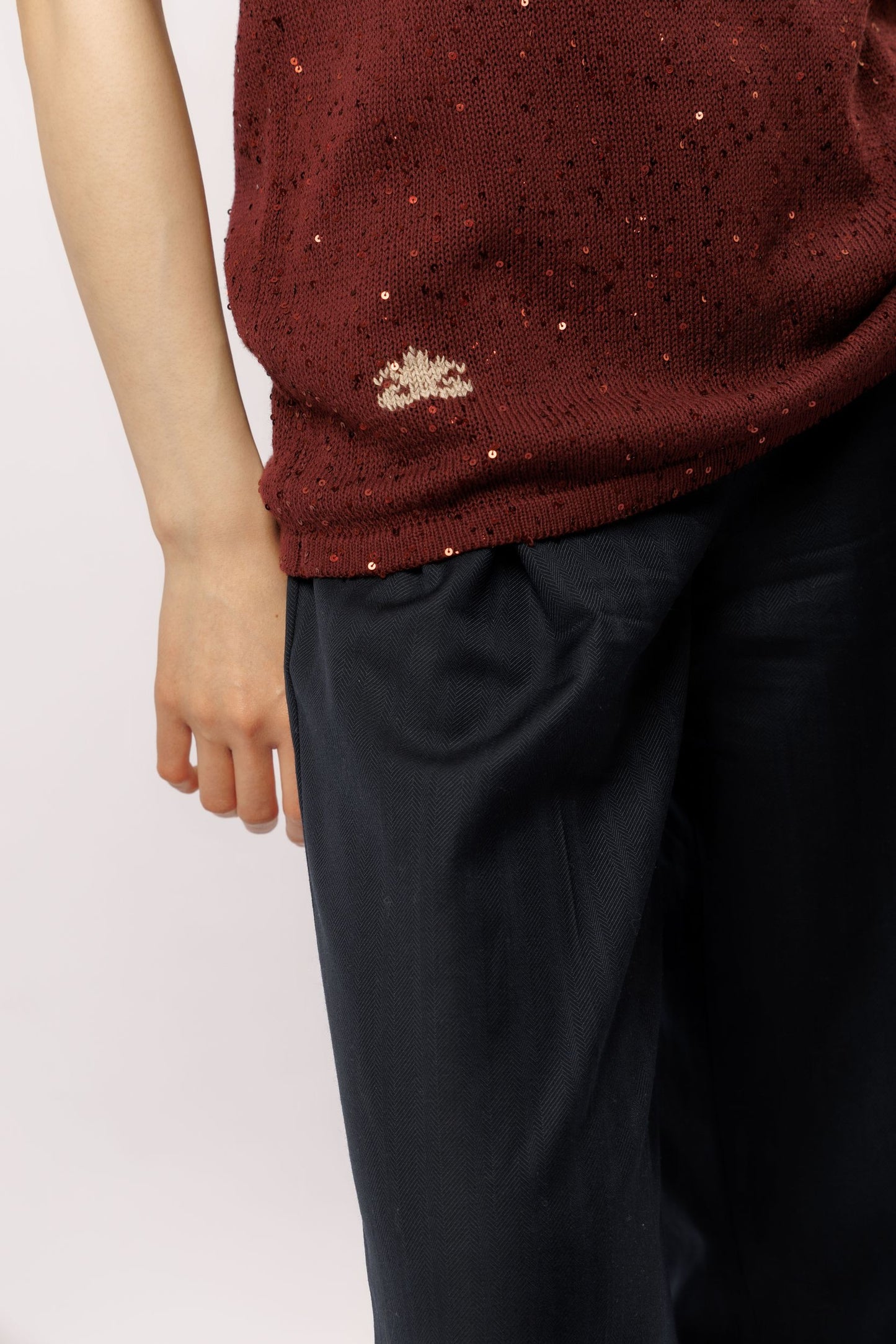 Top "Shine" V-neck | burgundy