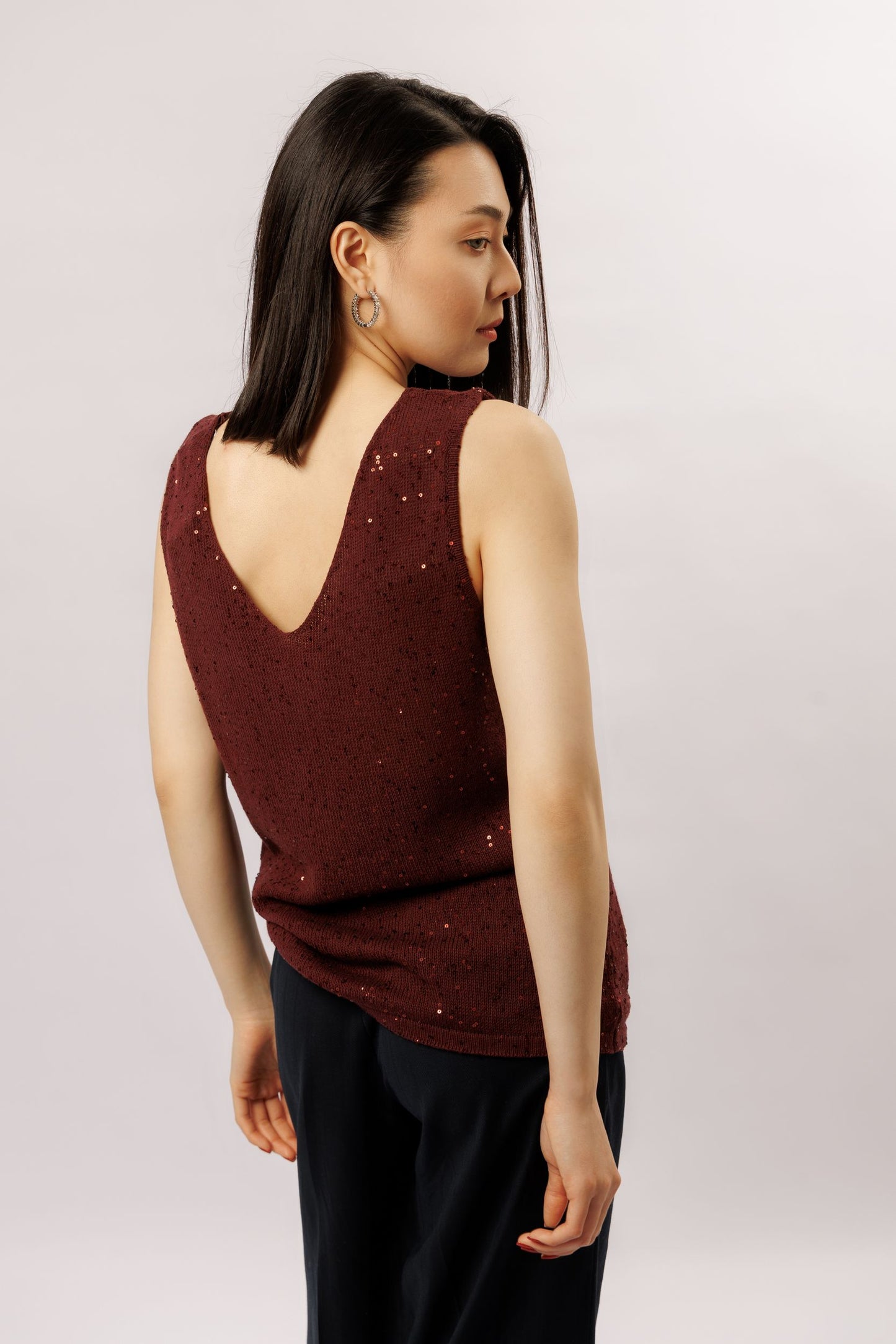 Top "Shine" V-neck | burgundy