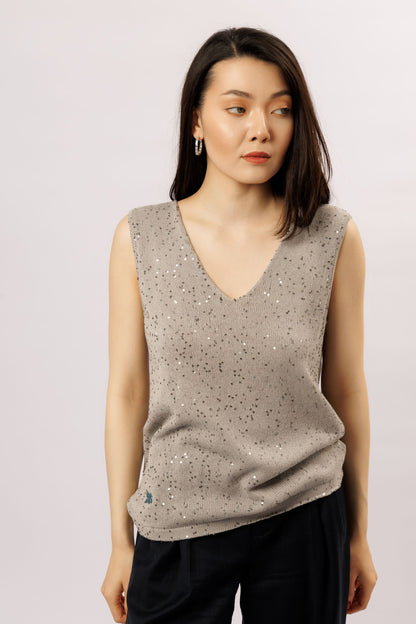 Top "Shine" V-neck | grey