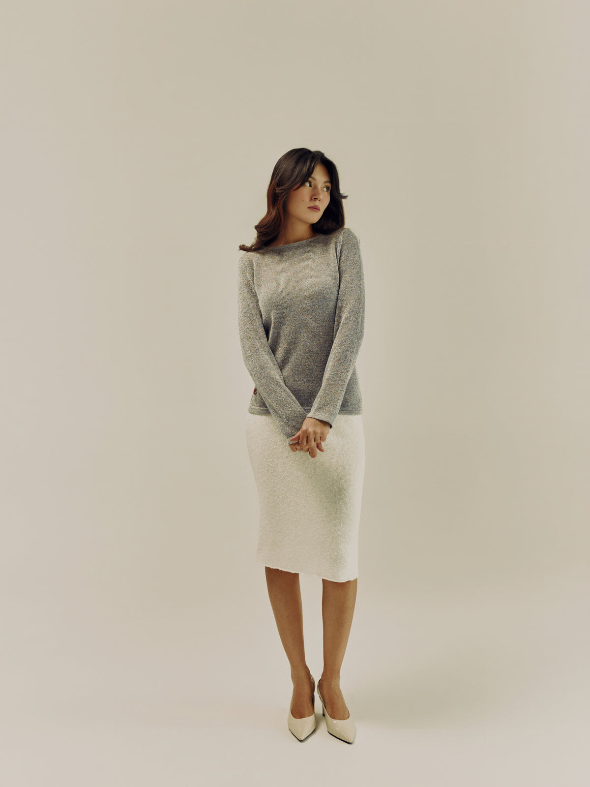 Mirage Long Sleeve Top | Light Grey