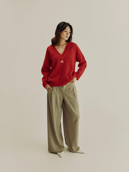 Reversible Lurex Sweater | Red