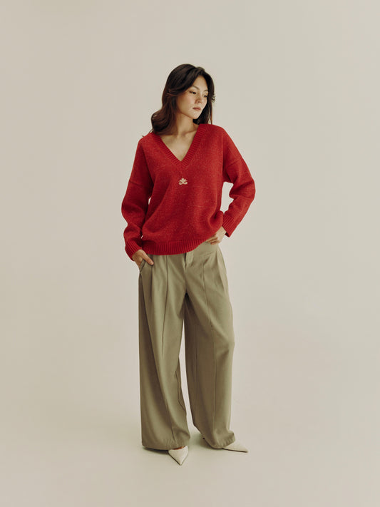 Reversible Lurex Sweater | Red