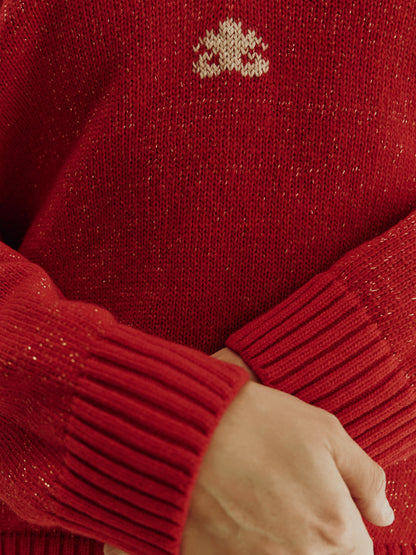 Reversible Lurex Sweater | Red