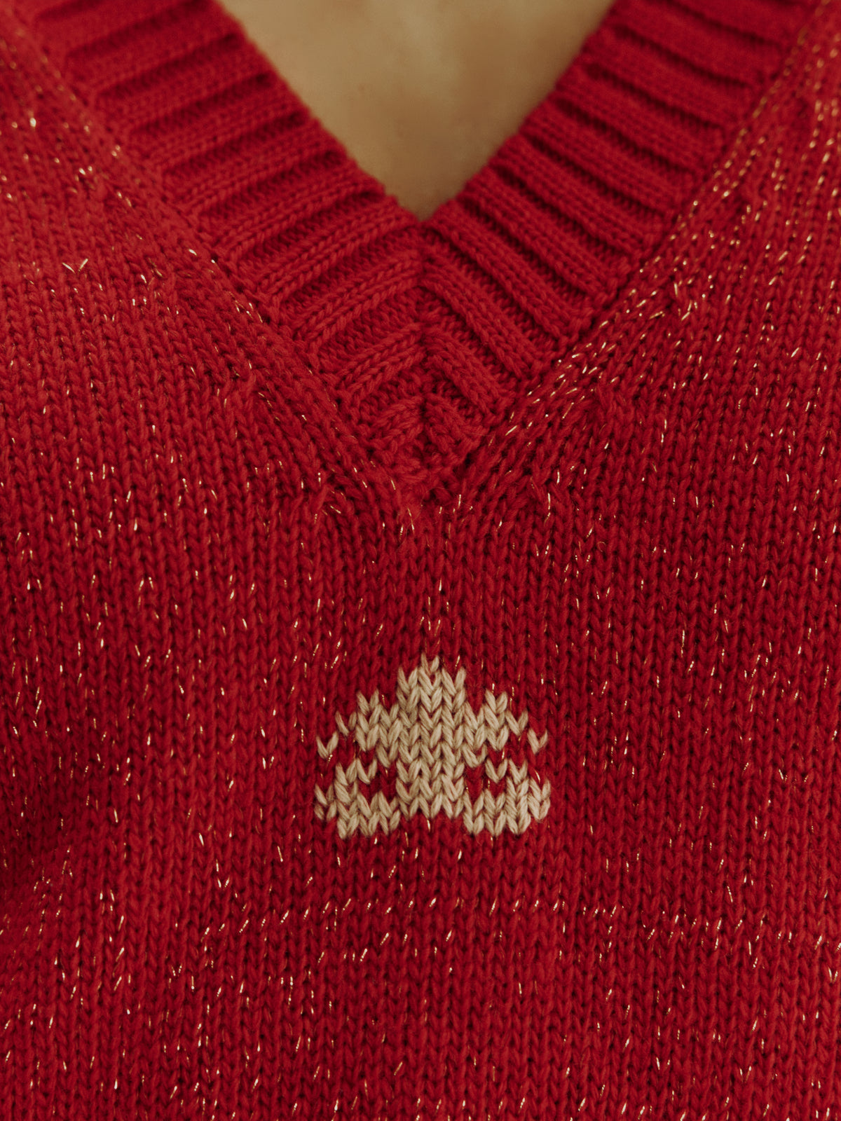Reversible Lurex Sweater | Red
