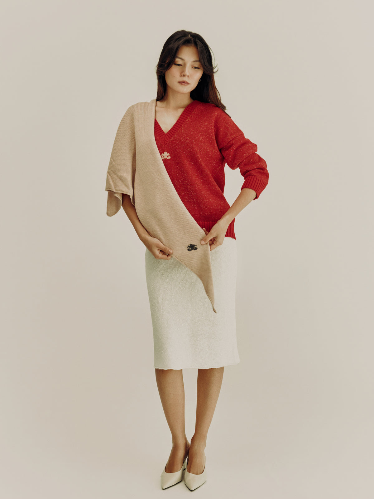 Reversible Lurex Sweater | Red