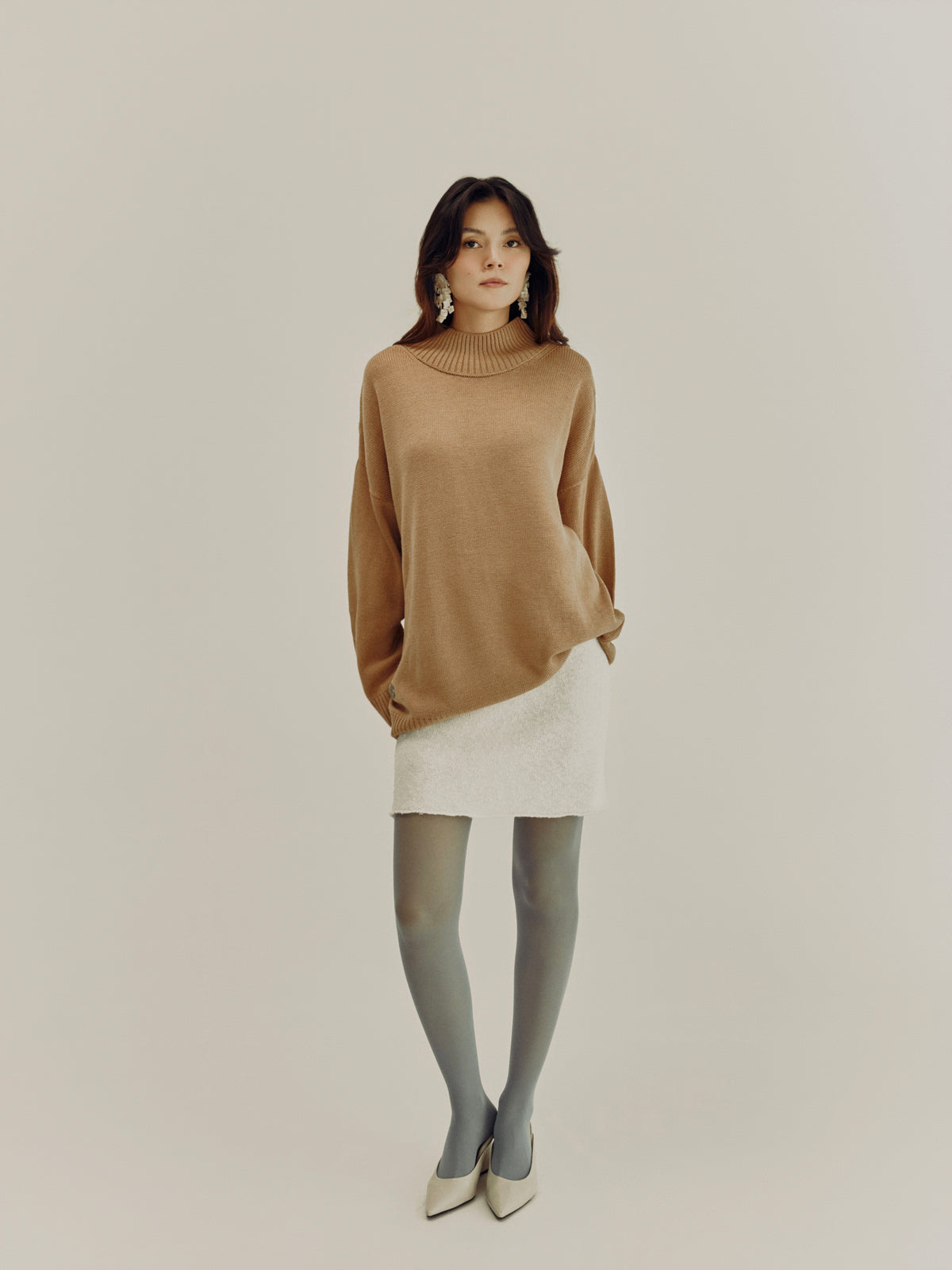 High Neck Sweater | Dark Beige