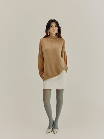 High Neck Sweater | Dark Beige