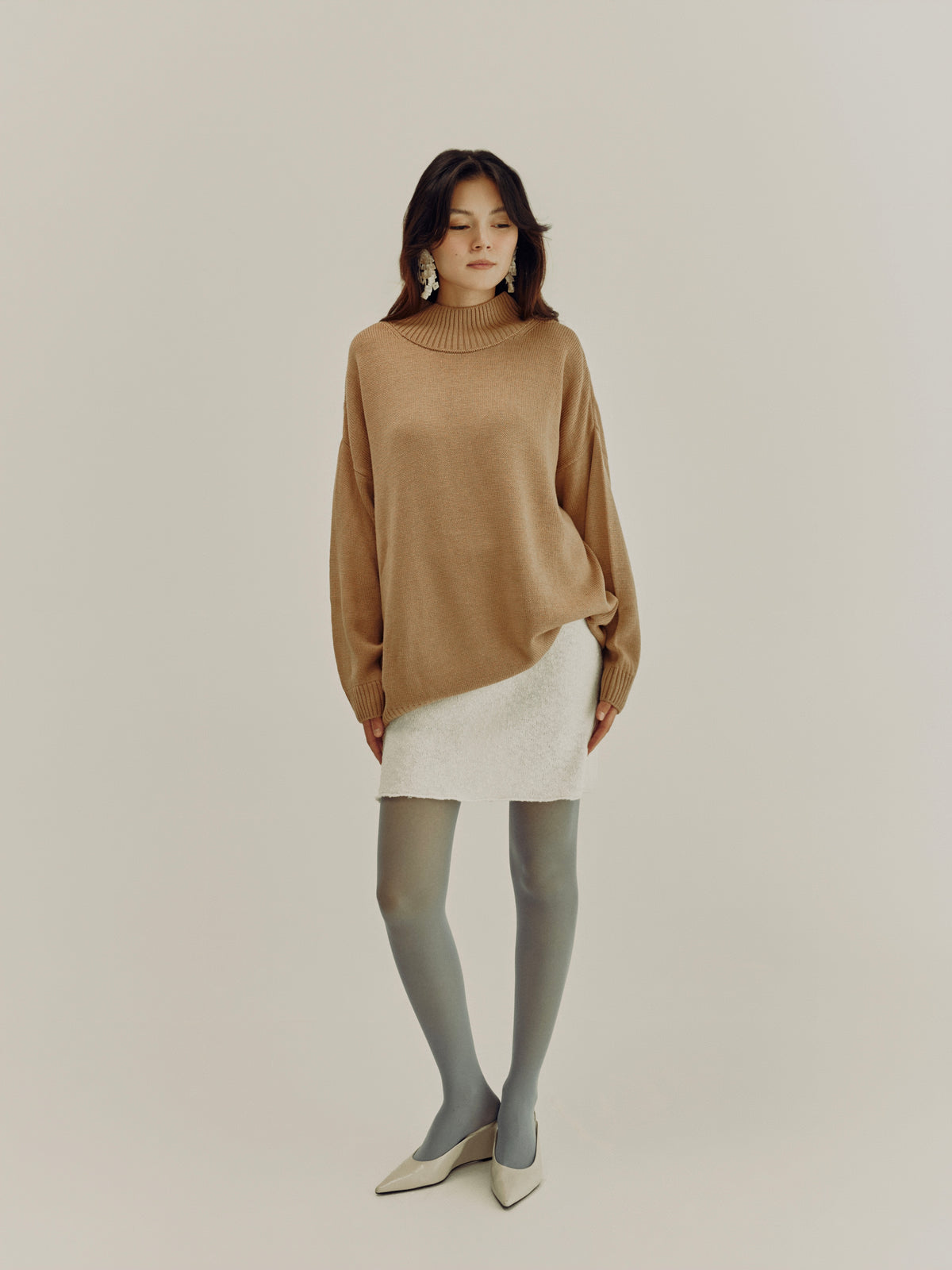 High Neck Sweater | Dark Beige