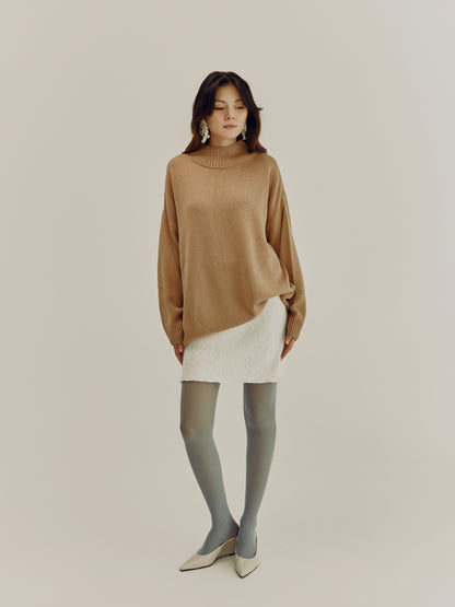 High Neck Sweater | Dark Beige