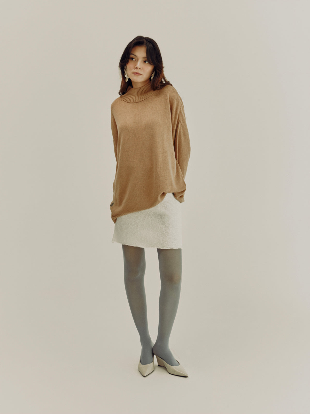 High Neck Sweater | Dark Beige