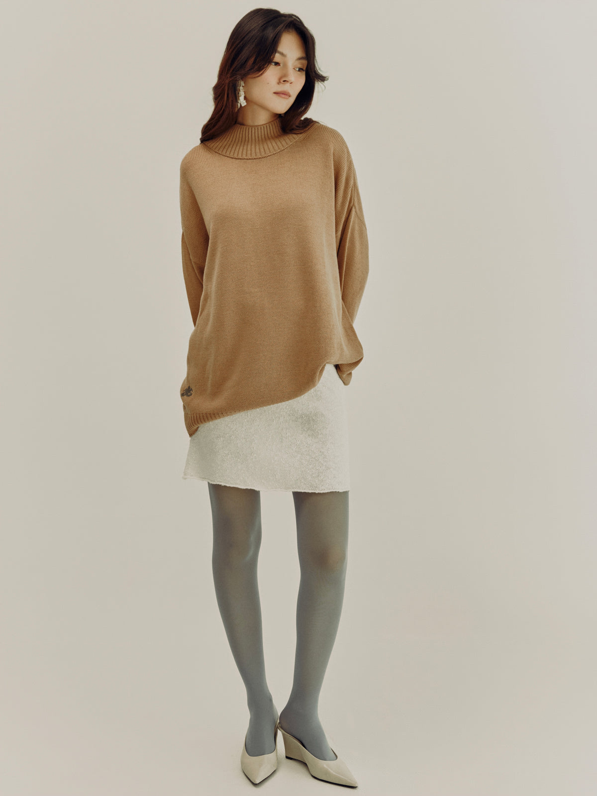 High Neck Sweater | Dark Beige