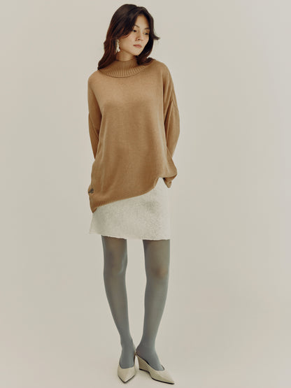 High Neck Sweater | Dark Beige