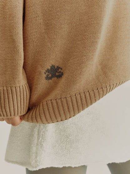 High Neck Sweater | Dark Beige