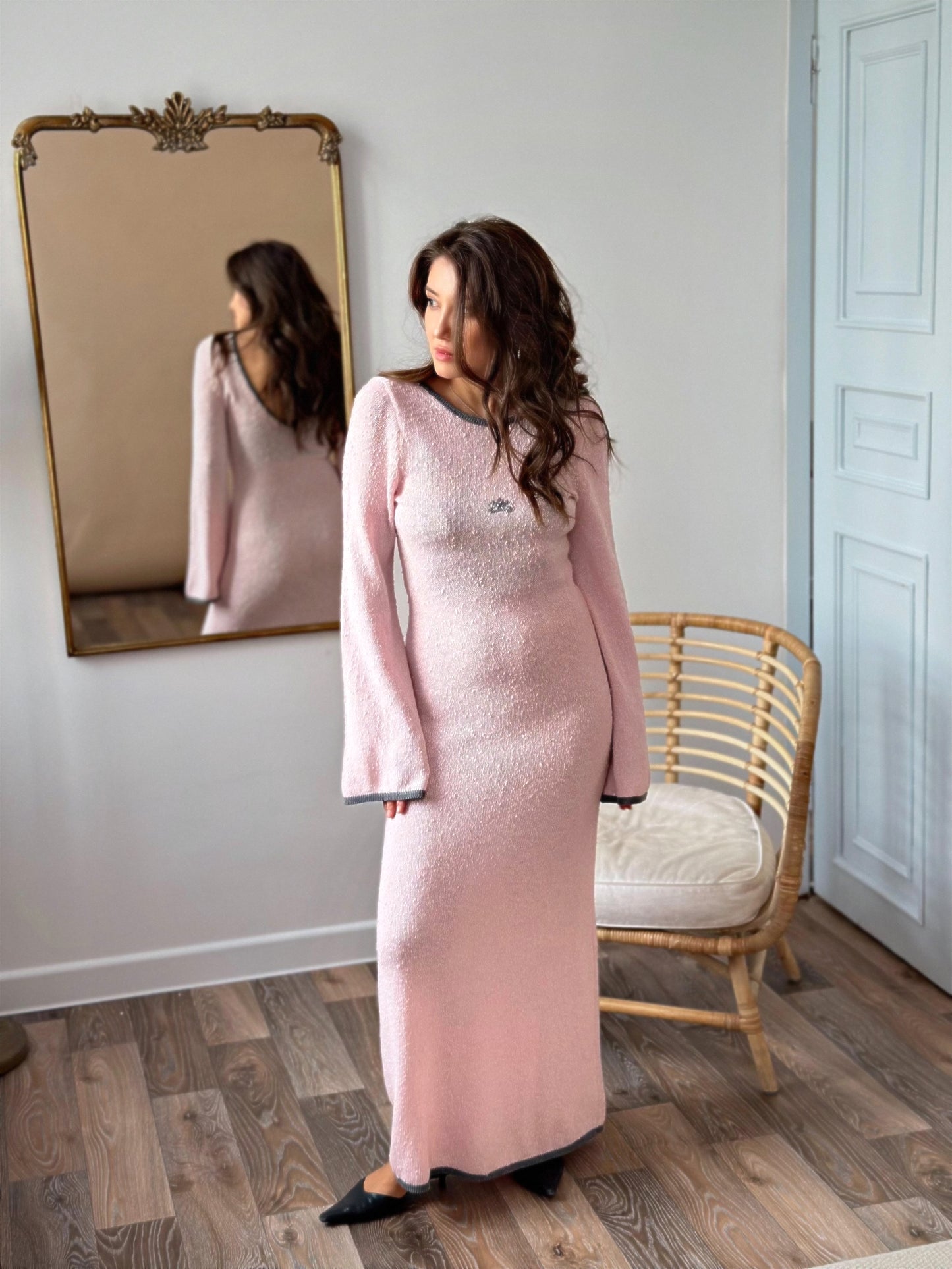 Платье "Нежность"| розовый бархат