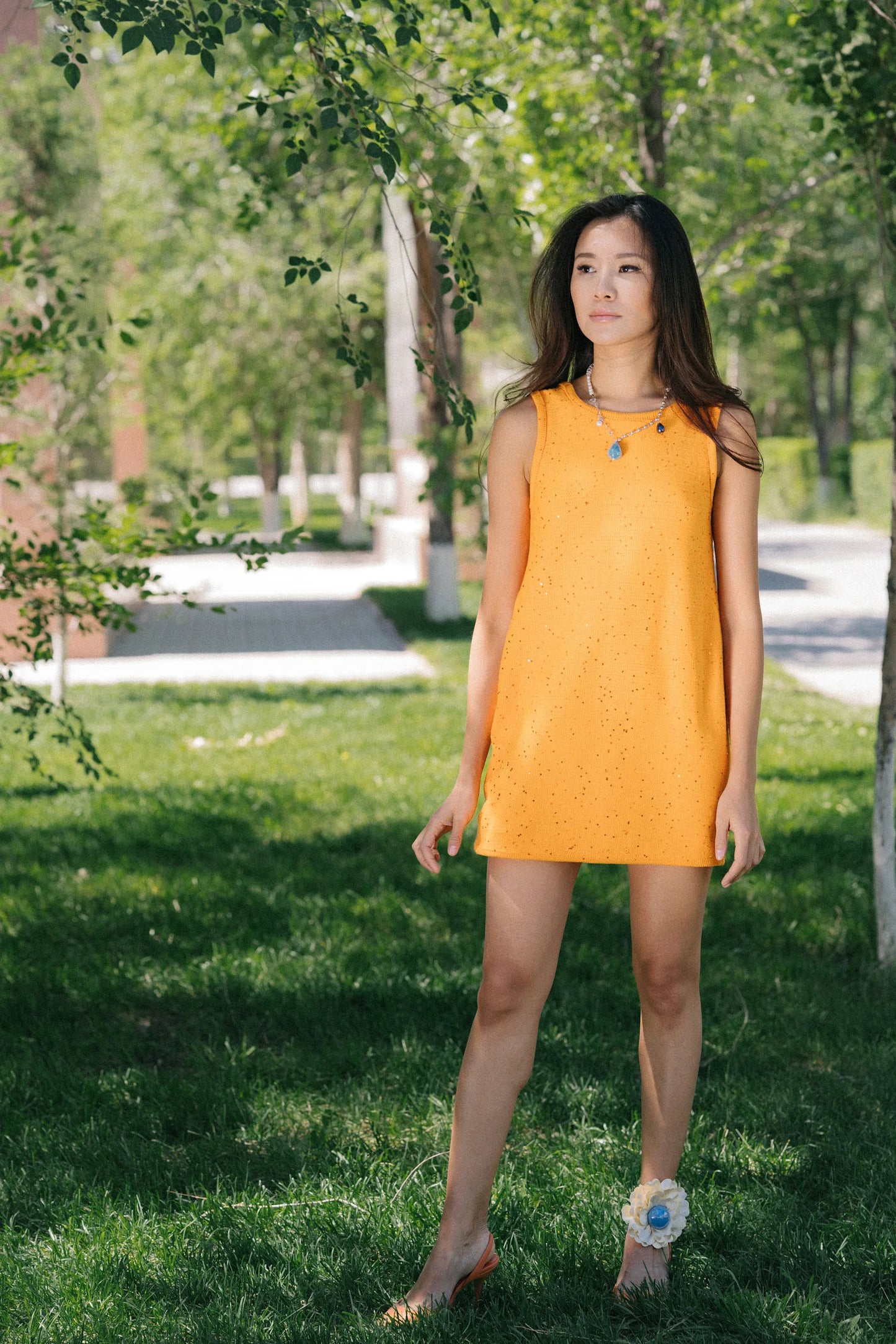 "Shine"Mini Dress | orange