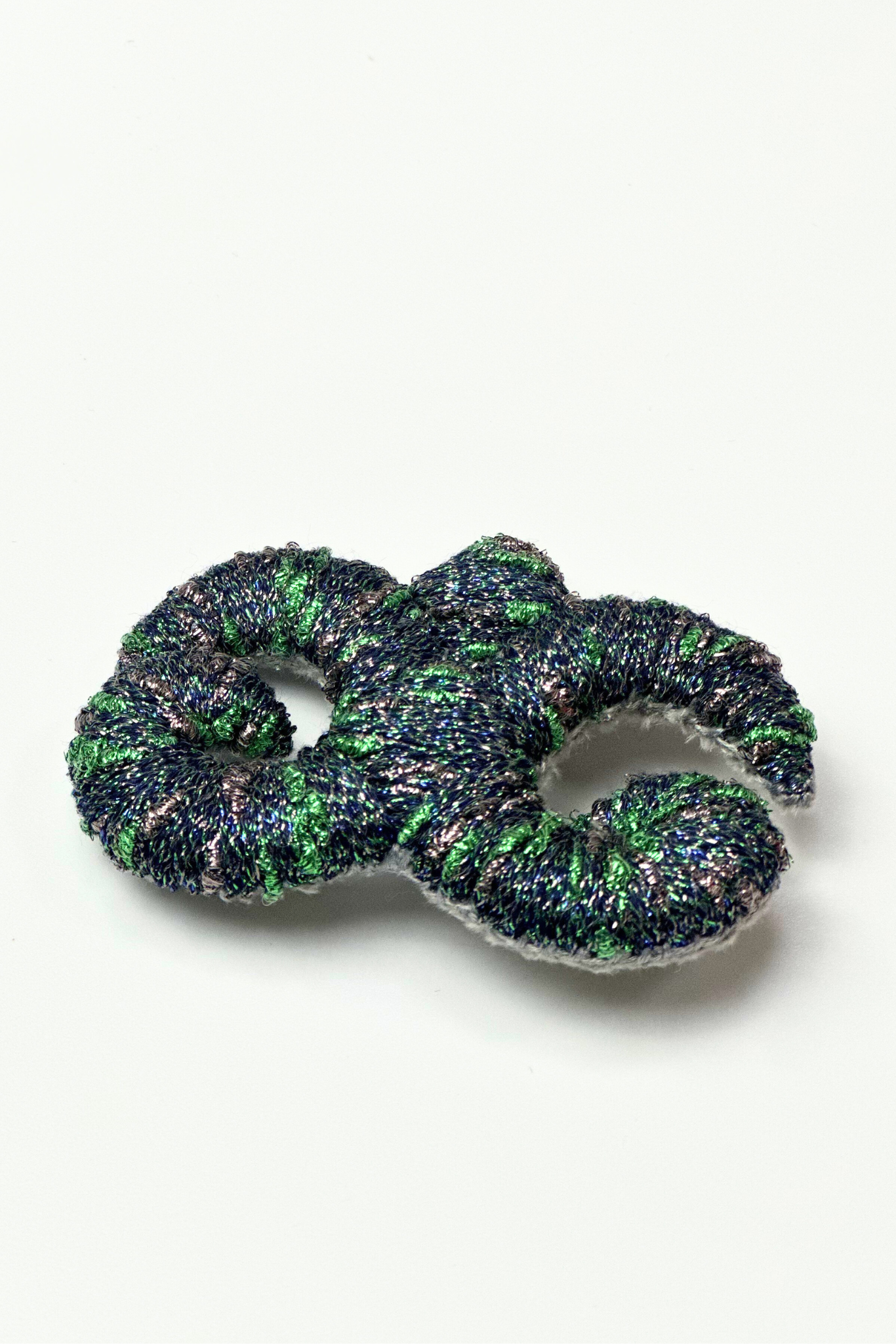 "Accel Erlanovna" Brooch | dark with green and blue lurex