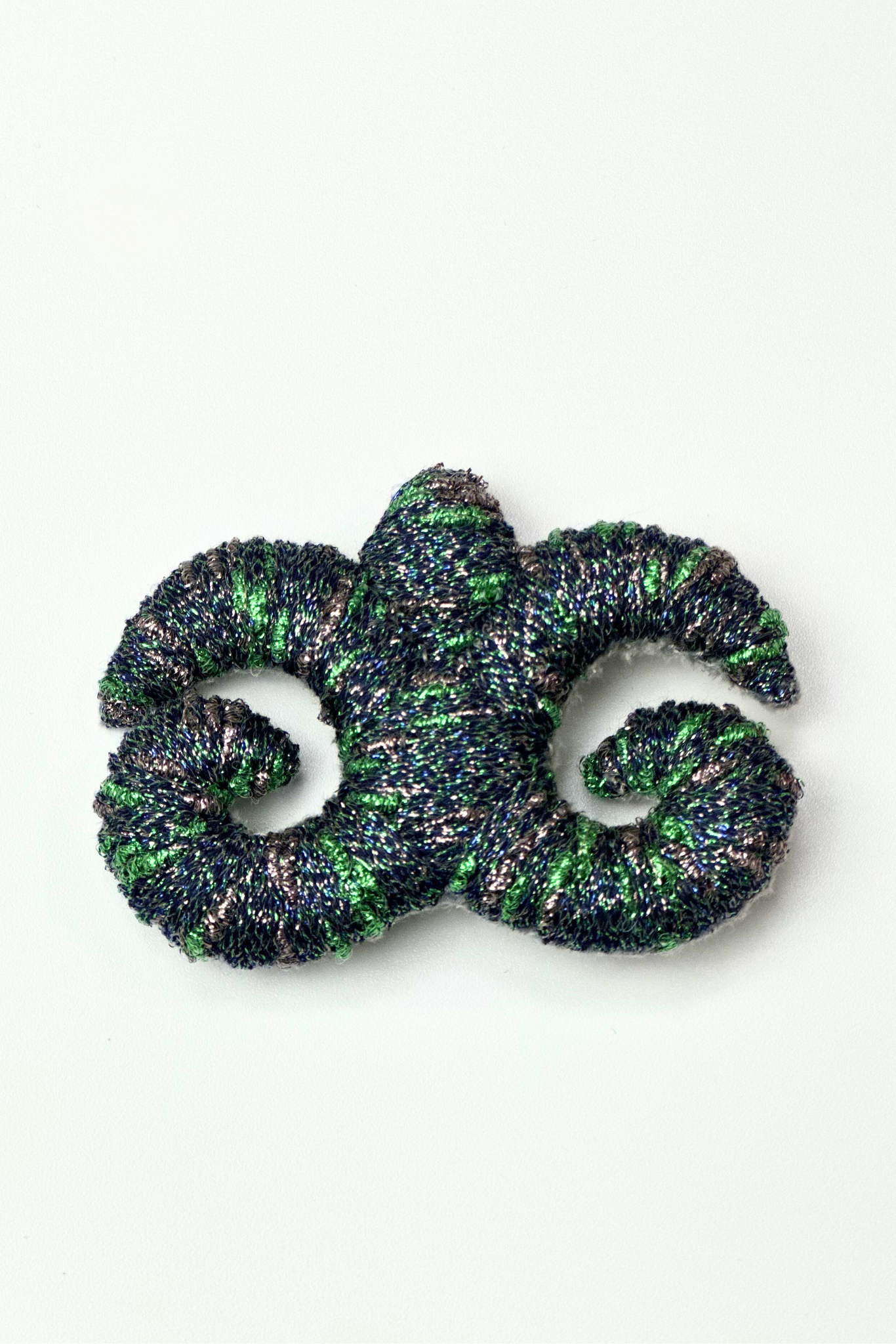 "Accel Erlanovna" Brooch | dark with green and blue lurex